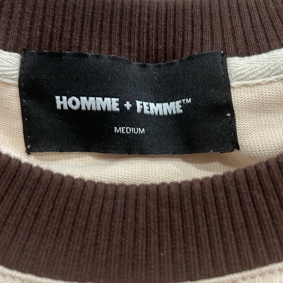 Homme + Femme Logo T-shirt Size  M Tan/Brown NWOT - Picture 3 of 4